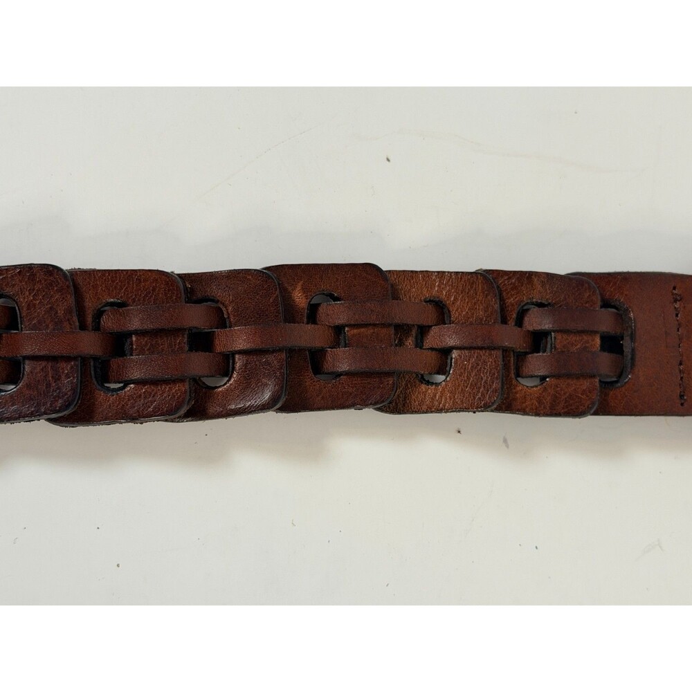 Linked Laced Leather Ladder Belt Western Rodeo Office Y2K Boho Hippie VTG Sz38 - Picture 4 of 8